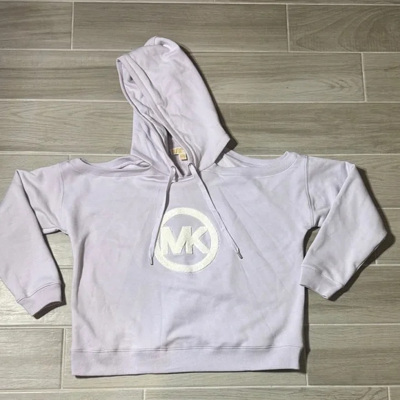 Michael Kors Lavender Cut Out Shoulder Hoodie with Logo - Picture 1 of 3